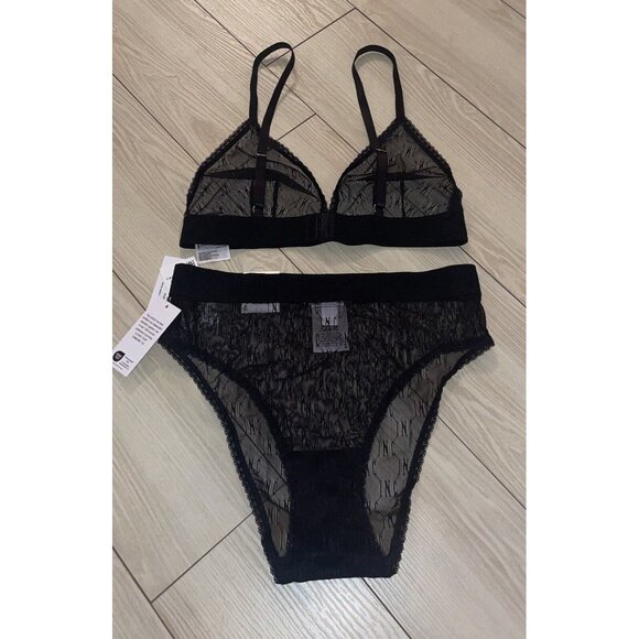 INC International Concepts 2 Piece Monogram Lace Bra Panty Set Womens S Small - Picture 4 of 4